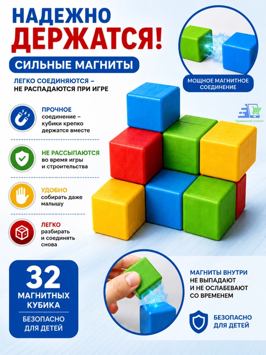 Magic Cube 32 kub magnit konstruktori, 18 yoshdan katta bolalar uchun STEMni rivojlantiruvchi o‘yinchoq