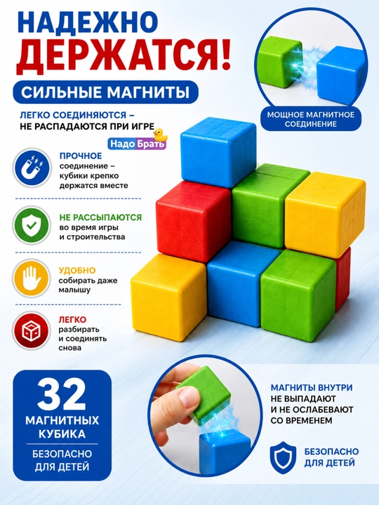 Magic Cube 32 kub magnit konstruktori, 18 yoshdan katta bolalar uchun STEMni rivojlantiruvchi o‘yinchoq