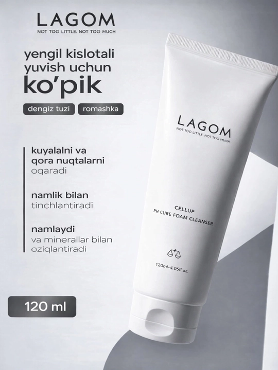 LAGOM Cellup Micro Foam Cleanser - chuqur tozalash uchun mikro-ko‘pik, 120 ml - 