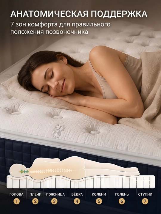 Polarra ortopedik matras, 180x200, 7 zona mustaqil prujinali Pocket Spring
