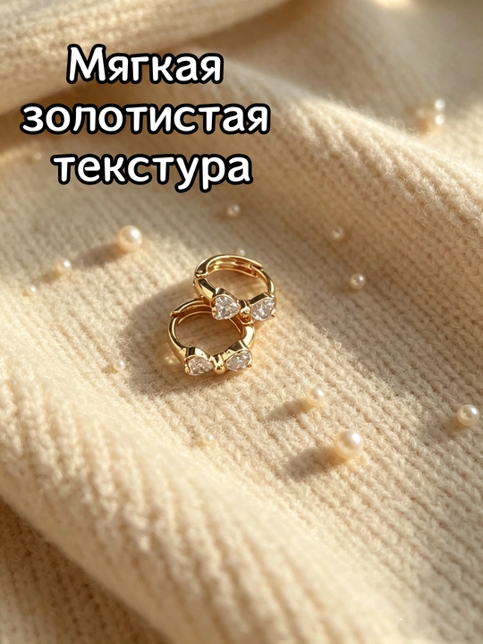 Серьги-бант со сверкающим цирконом – женственные, подходят ко всему