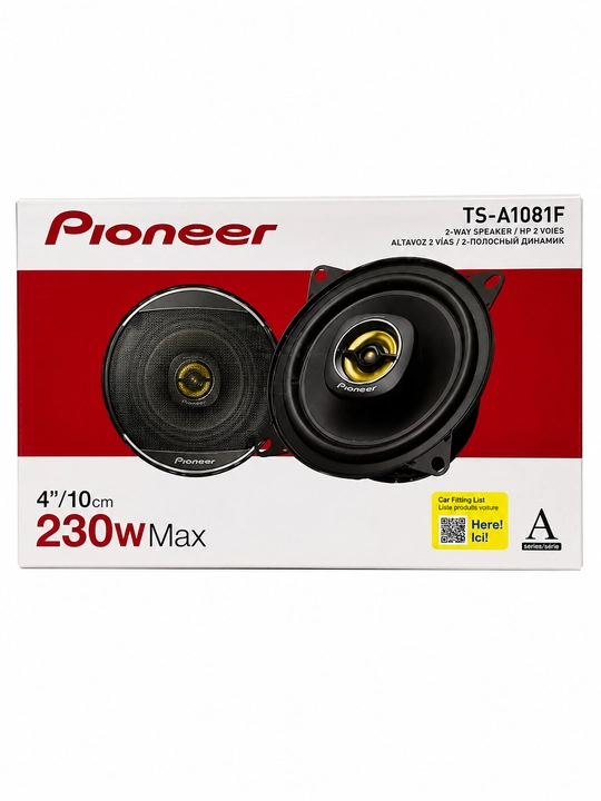 Авто колонка PIONEER TS-A1081F, 10 см, черная, 230W, 2-полосная акустика