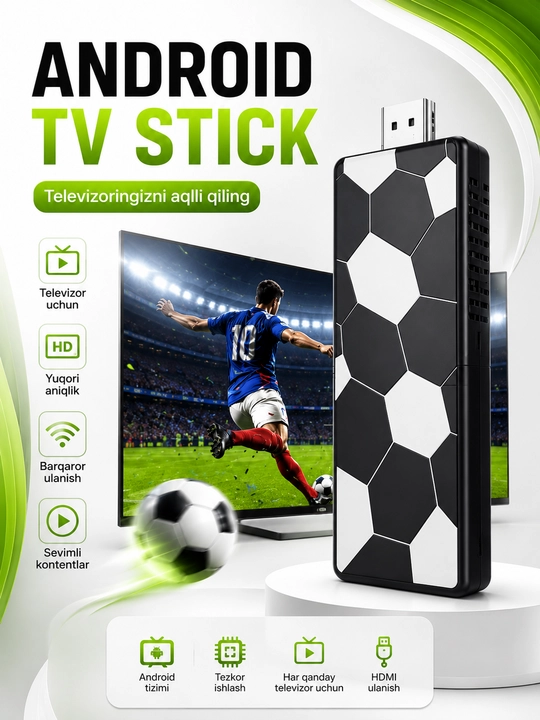 Android TV Stick 4K с Wi-Fi медиаустройством