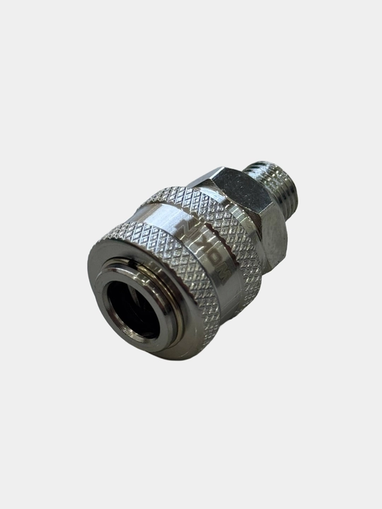 G1/4 rezbali – Ø8 mm kompressor shlangi uchun metall o‘tish moslamasi