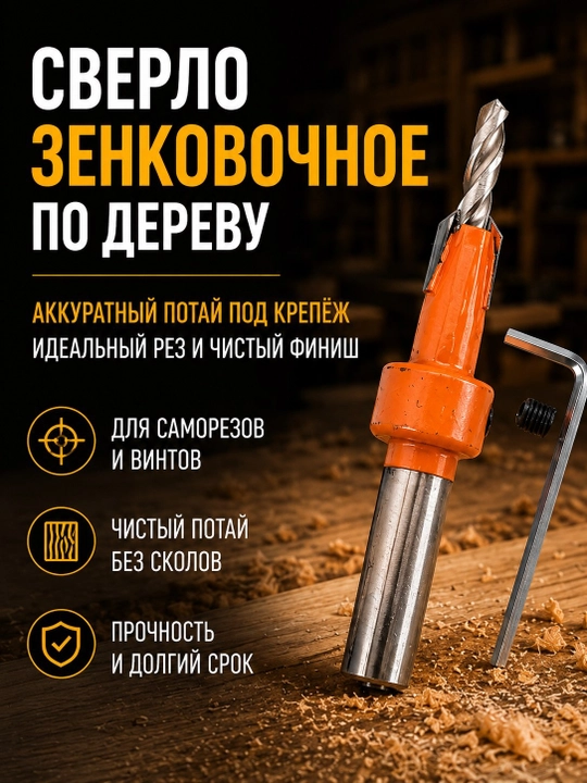 Сверло зенковочное по дереву HSS - 