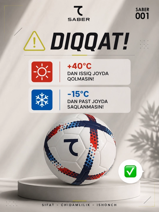 7SABER futbol va futzal to‘pi, 4 va 5-o‘lcham, sovg‘a qutisidagi sport to‘pi