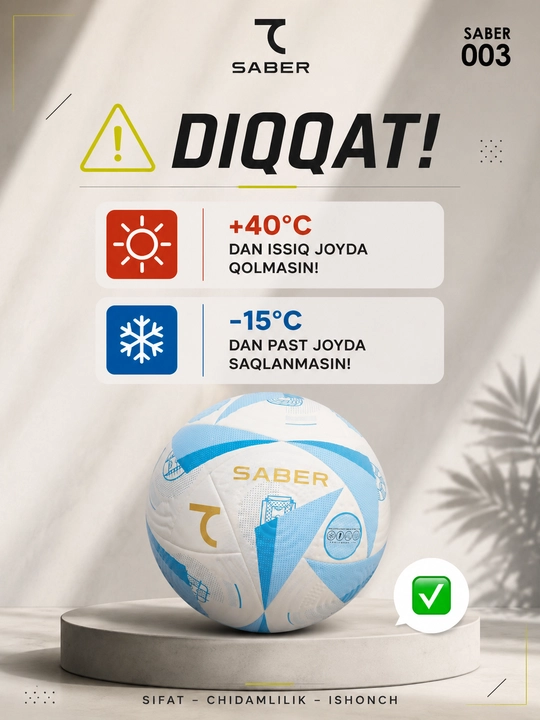 7SABER futbol va futzal to‘pi, 4 va 5-o‘lcham, sovg‘a qutisidagi sport to‘pi