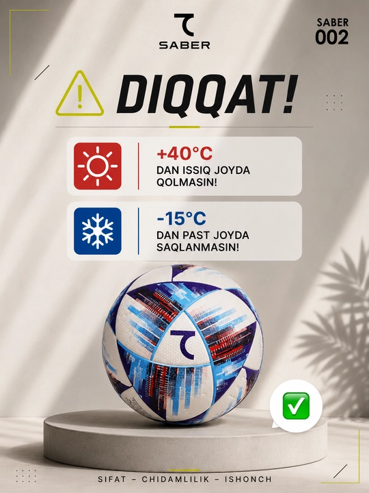 7SABER futbol va futzal to‘pi, 4 va 5-o‘lcham, sovg‘a qutisidagi sport to‘pi