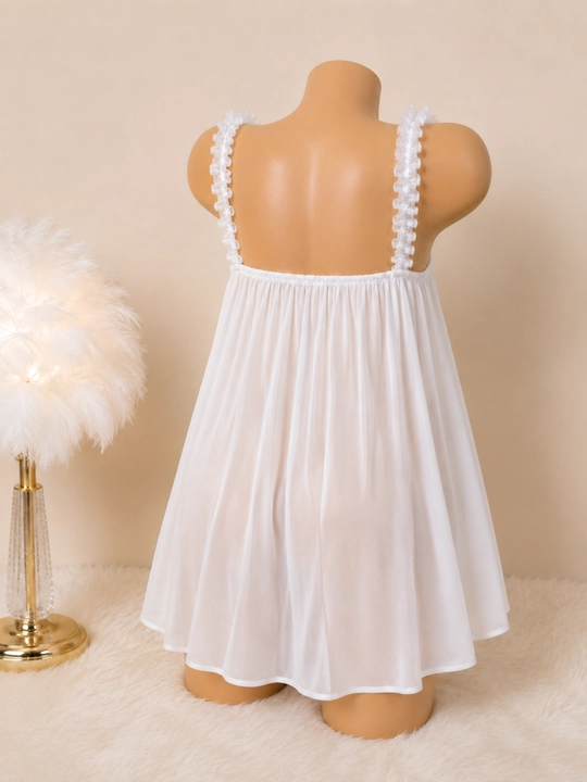 Белый пеньюар babydoll женский, ночная сорочка M L XL, легкий комплект