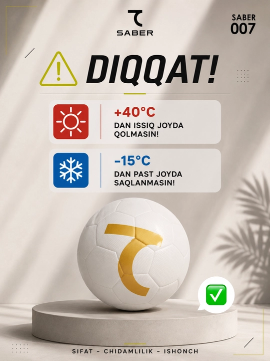 7SABER futbol va futzal to‘pi, 4 va 5-o‘lcham, sovg‘a qutisidagi sport to‘pi