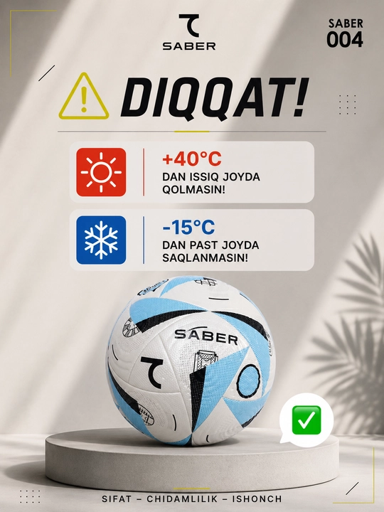 7SABER futbol va futzal to‘pi, 4 va 5-o‘lcham, sovg‘a qutisidagi sport to‘pi