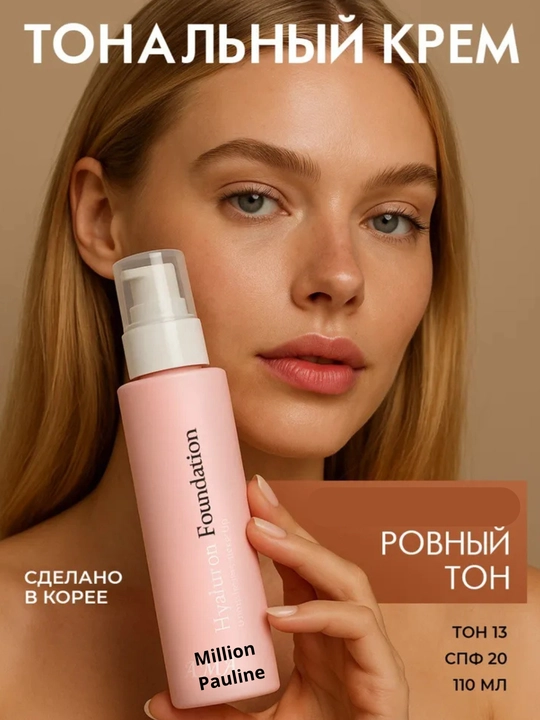 Million Pauline Hyaluron Foundation, тональный крем, ама тоналка, AMA, тоналка с спф - 