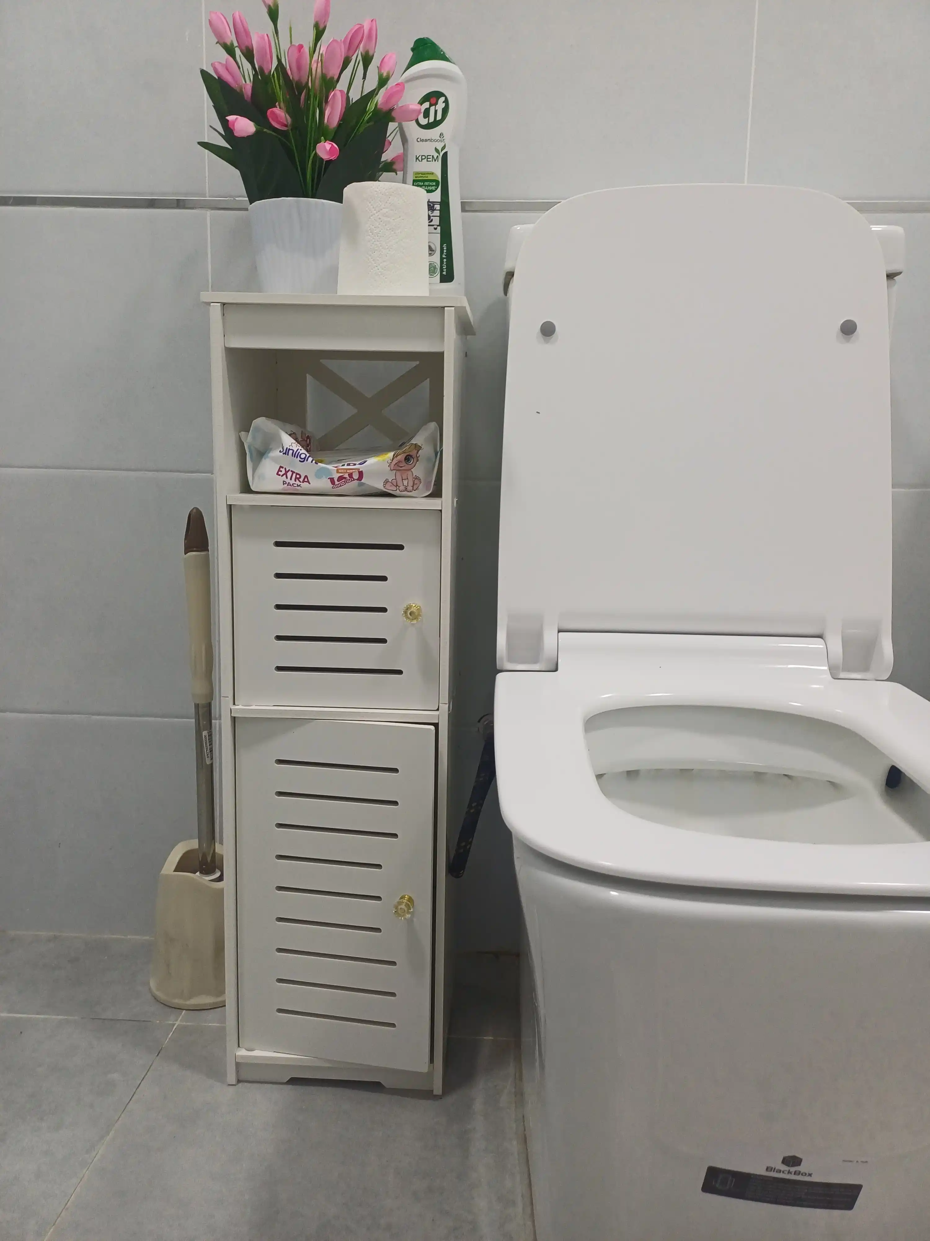 Hammom uchun PVX pol shkaf-penali, namlikka chidamli plastik organayzer