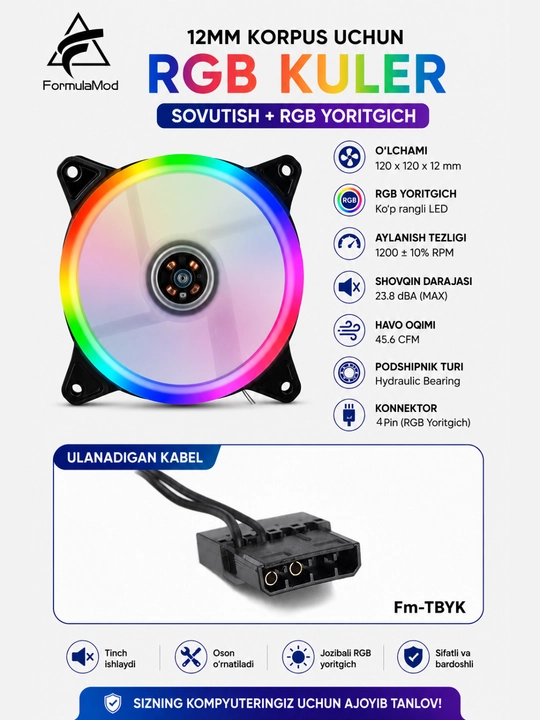 Korpus uchun ventilyator 120 mm - 