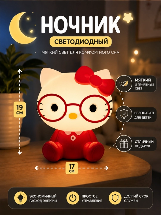 Tungi Chiroq – Bolalar Xonasi Uchun Dekorativ Stol Usti Lampa, Yumshoq Yorug'lik - 