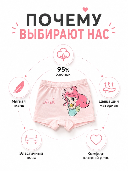 Трусики для девочек, 4 шт, хлопок, детские шортики, случайный дизайн, набор