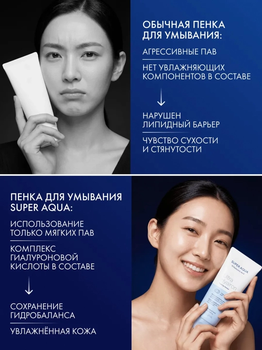 Пенка для умывания Super Aqua Ultra Hyalron Cleansing Foam, Missha, 100 мл