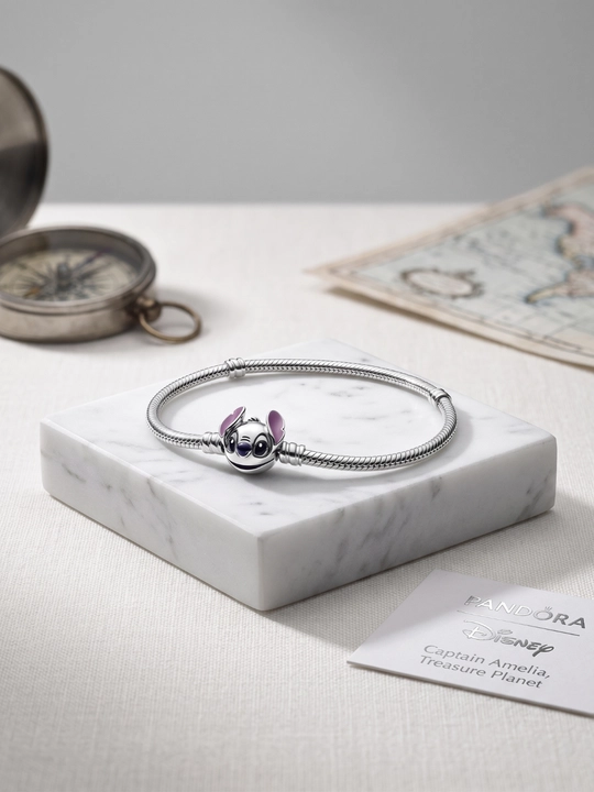 Серебряный браслет Pandora Disney Stitch 593738C01 с эмалью - 