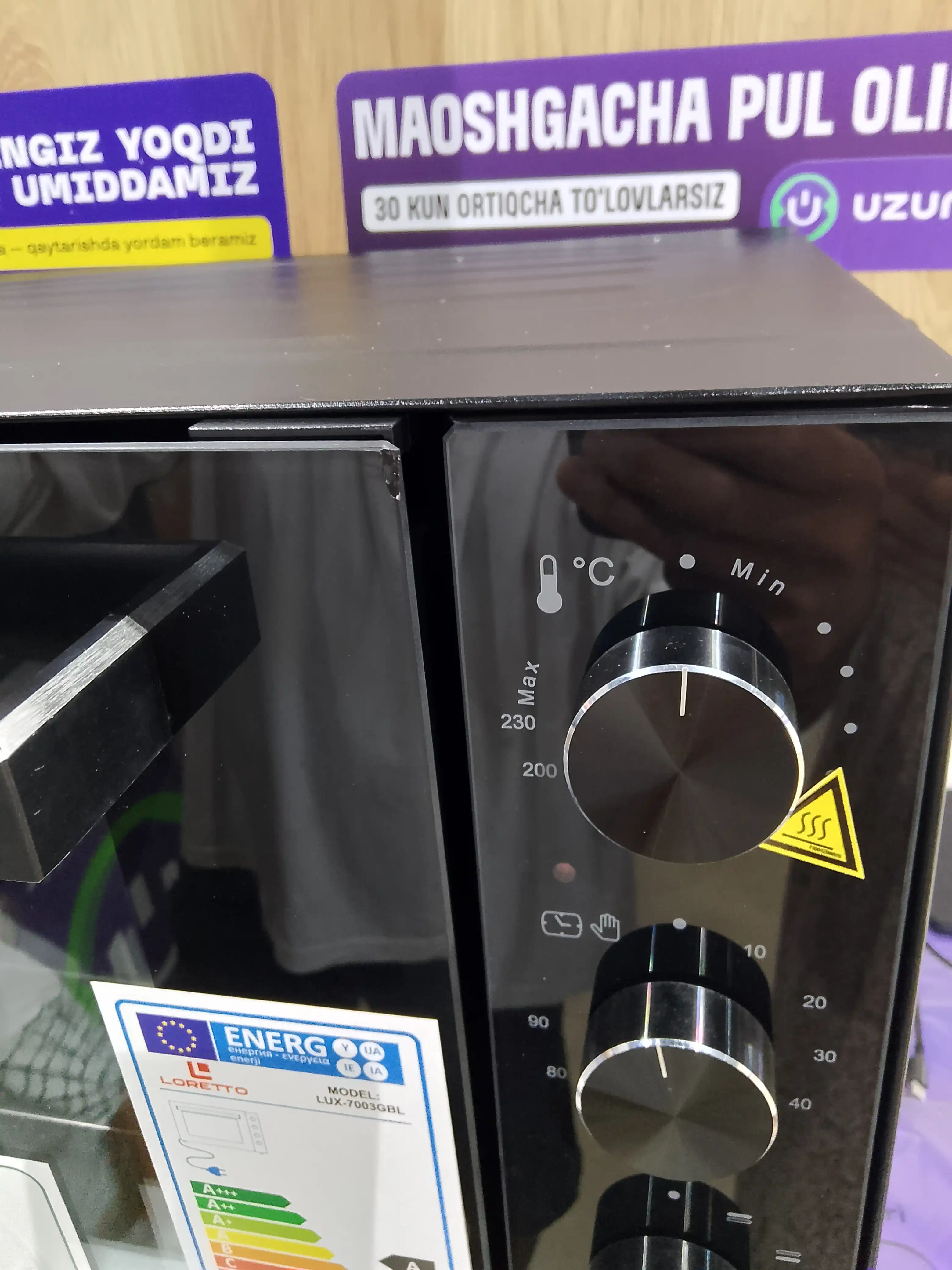 LORETTO LUX-7003GBL – elektr duxovka, mini pech, termostat, taymer konvektsiya, 70 litr