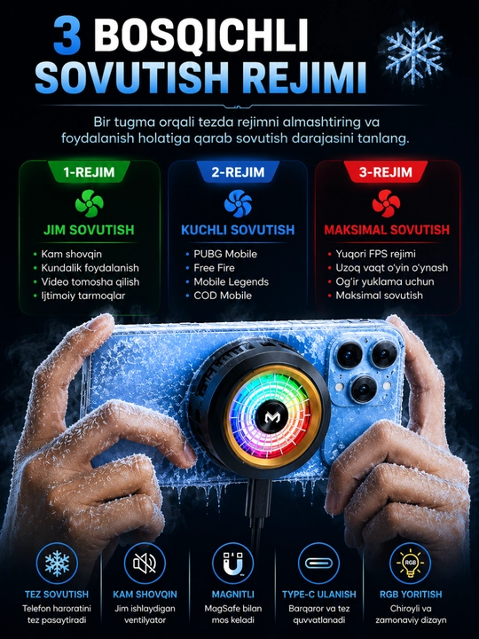 Кулер для телефона, с аккумулятором и кабелем, для игр в PUBG, Call of Duty и другие