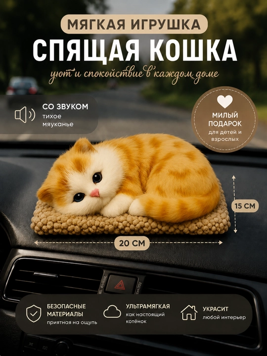 Мягкая игрушка в форме кота для автомобиля и дома - 