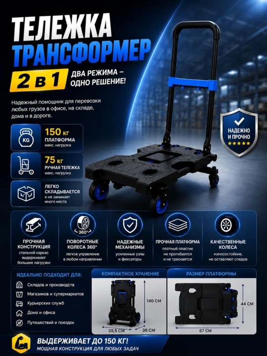 Yuk tashish uchun g‘ildirakli yig‘ma transformer xo‘jalik aravachasi
