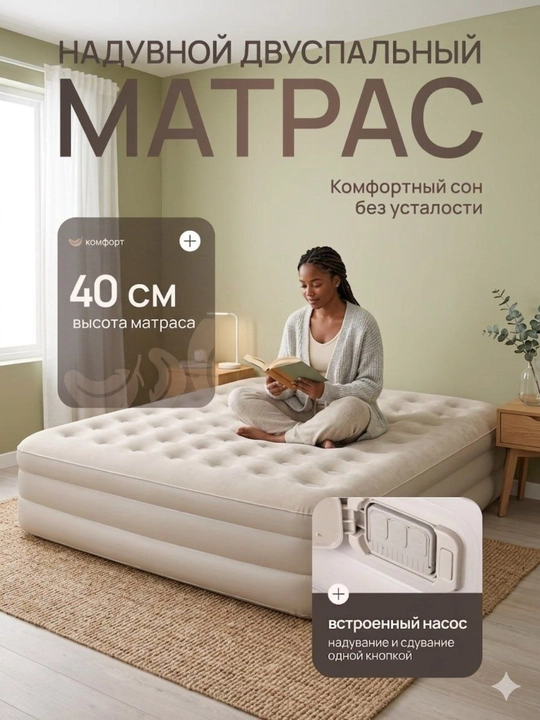 Intex 64426 Bir kishilik shishiriladigan velor karavot, ichki nasosli, 191×99×46 sm