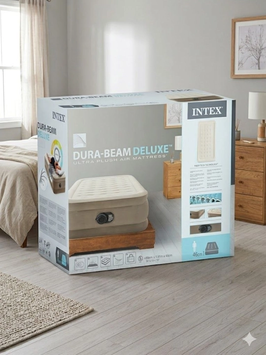 Intex 64426 Bir kishilik shishiriladigan velor karavot, ichki nasosli, 191×99×46 sm