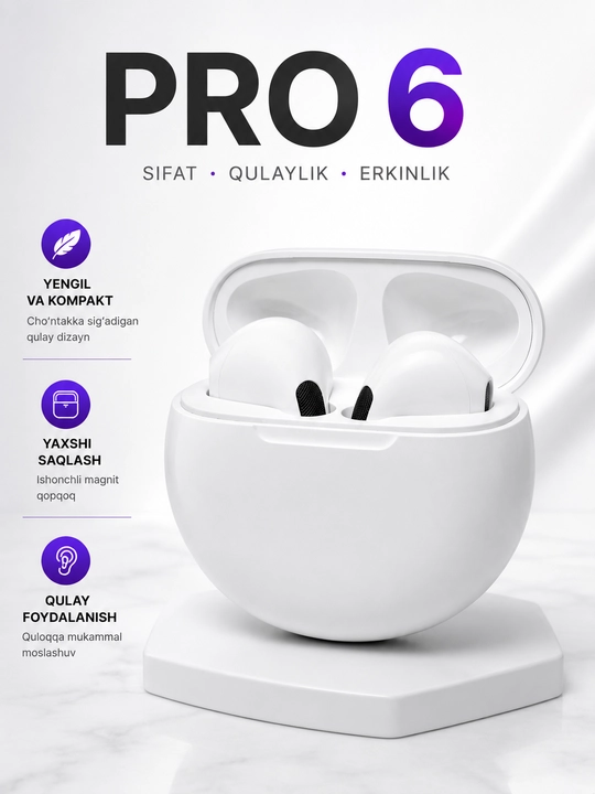 Simsiz quloqchinlar Pods Pro 5. Pods 6  1+1