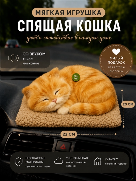 Очень красивая и мягкая кошка для вашего автомобиля и дома - 