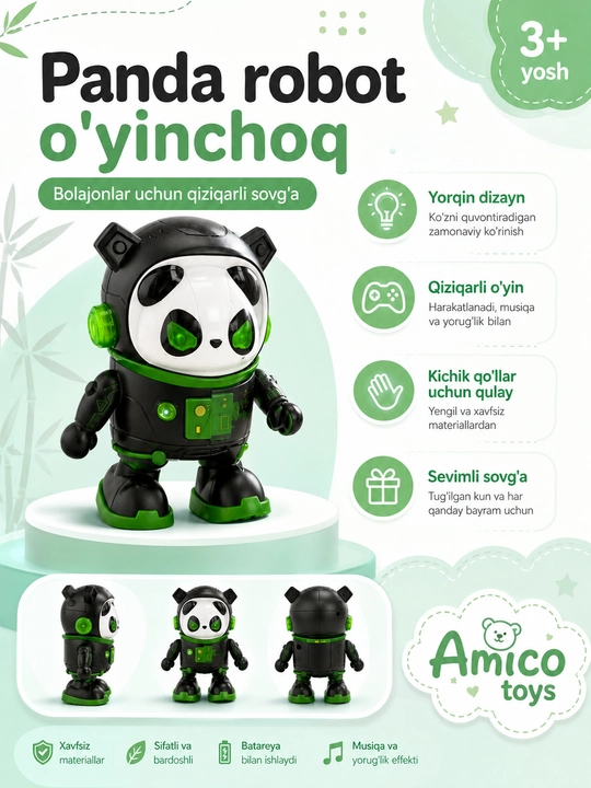Робот игрушка GEAR Mecha Dancing Panda TA-3 с музыкой, светом и движением