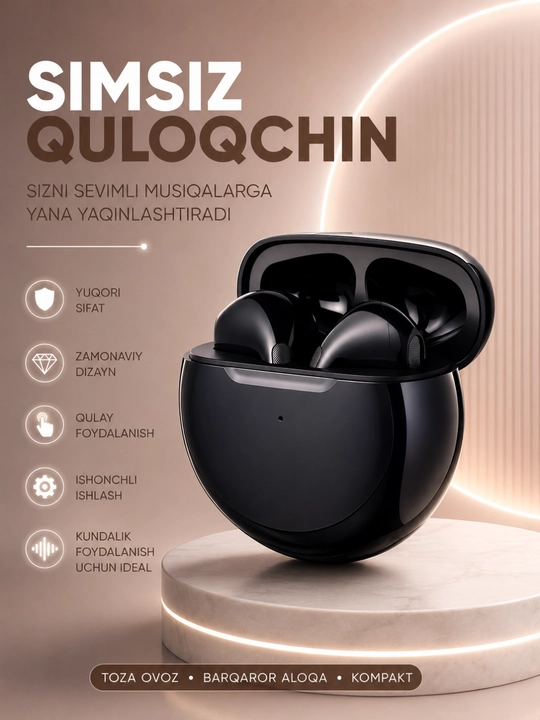 Pro 6 Simsiz Bluetooth 5.3 TWS Quloqchin, Sensorli Boshqaruv va Zaryadlash Qutisi - 