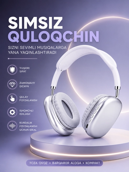 Simsiz Bluetooth Quloqchin – Hi-Fi Stereo Ovoz, 12 Soat Ishlash va Bluetooth 5.0 - 