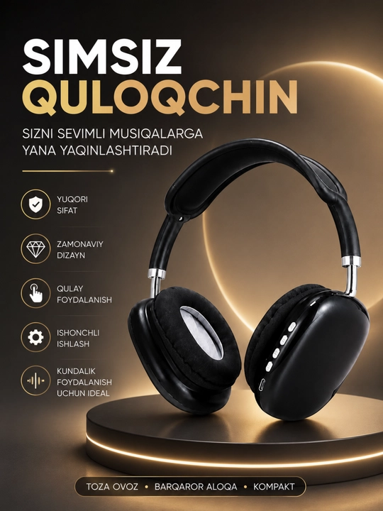 Simsiz Bluetooth Quloqchin – Hi-Fi Stereo Ovoz, 12 Soat Ishlash va Bluetooth 5.0 - 