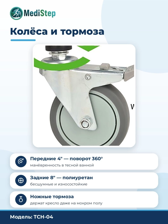Стул-каталка с колесами и пластиковым ведром TCH-04
