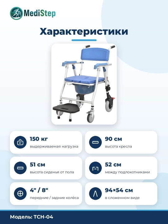Стул-каталка с колесами и пластиковым ведром TCH-04