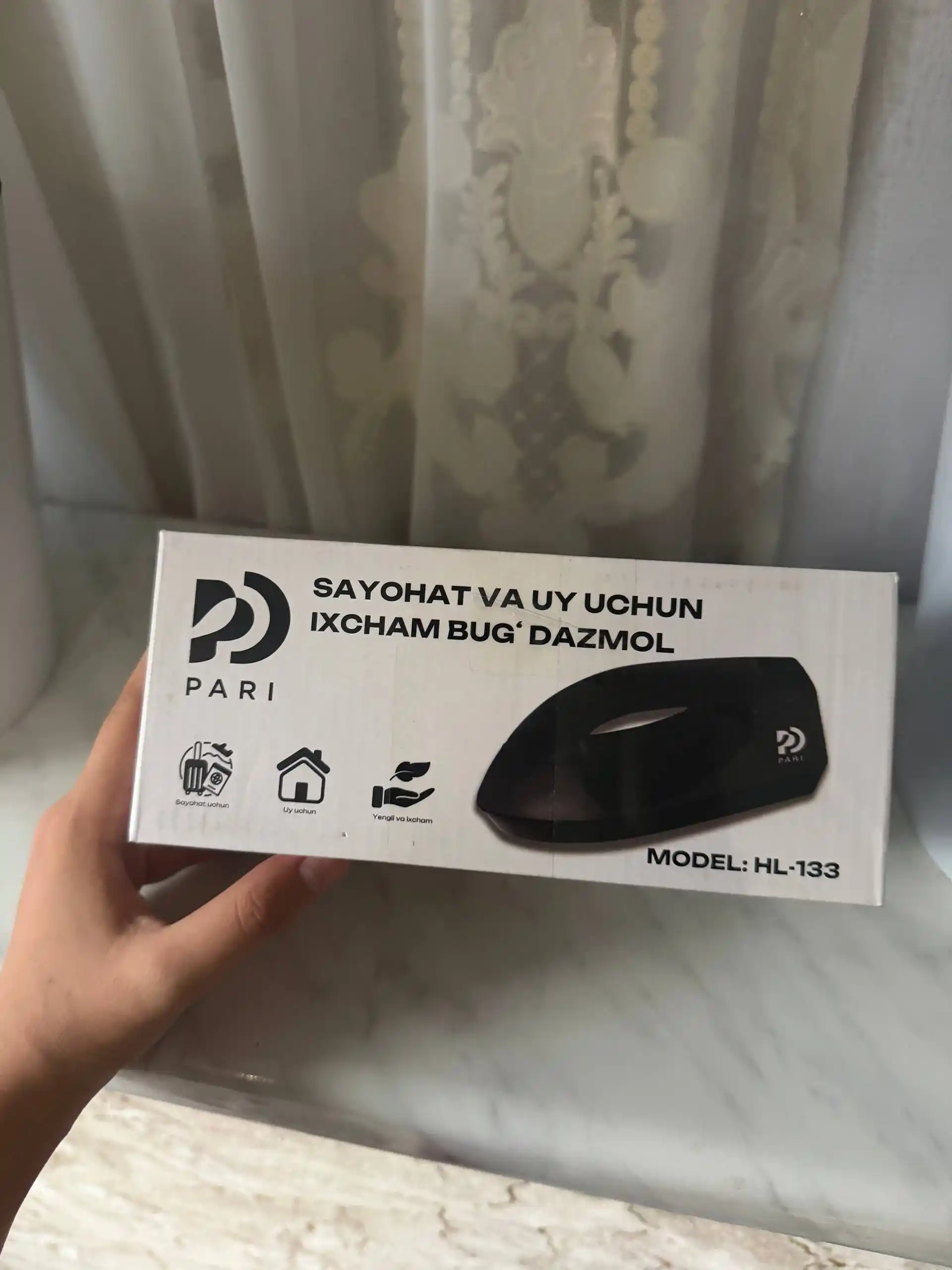 PARI bug‘li dazmol kiyim uchun, portativ model HL-133, 850 W