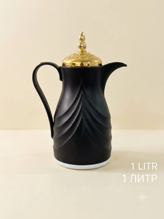 1 litr, termos choynak, qora rangli Premium