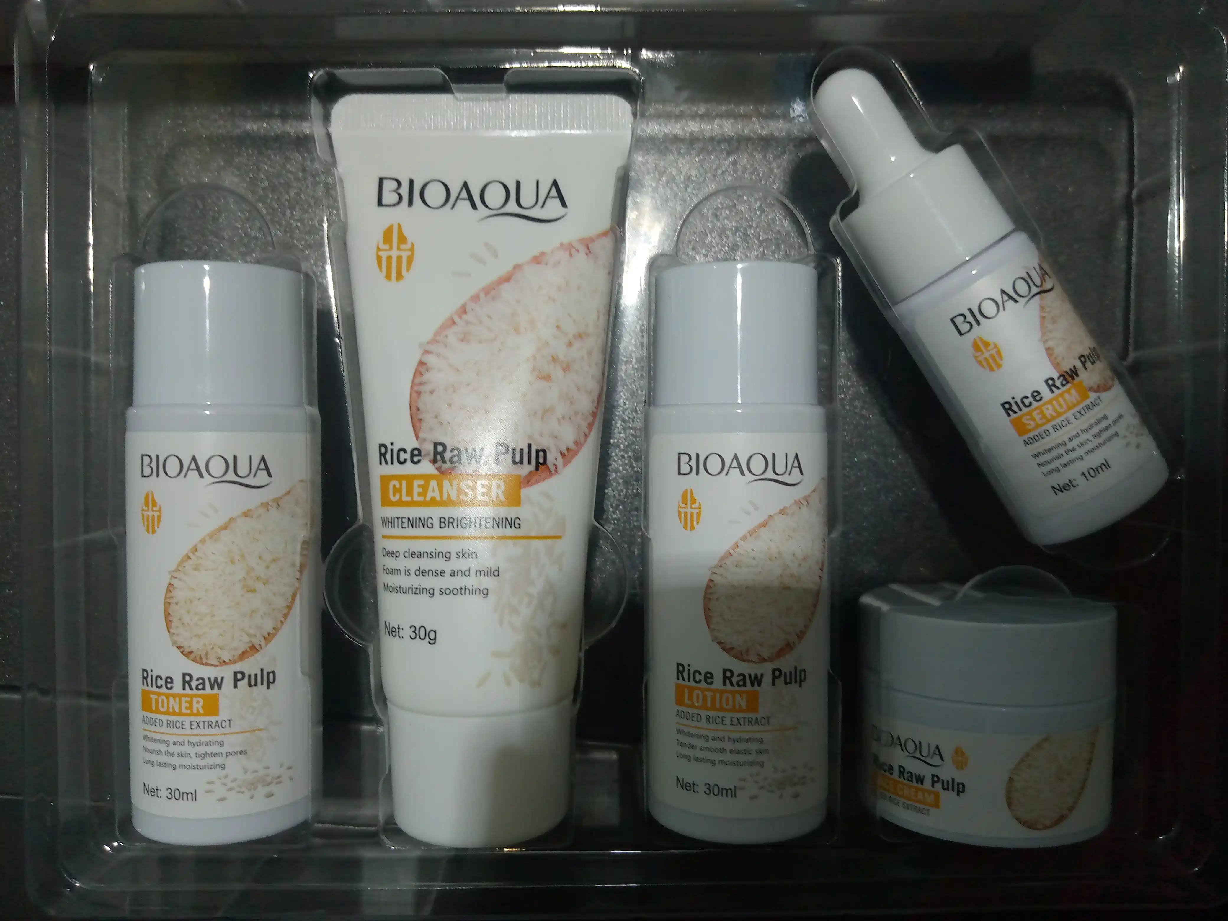 Мини-набор для ухода за лицом Bioaqua 5 в 1, антивозрастный, экстракт риса