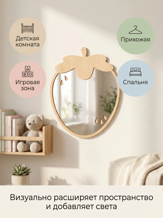 Детское деревянное зеркало настенное, декоративное, для детской комнаты