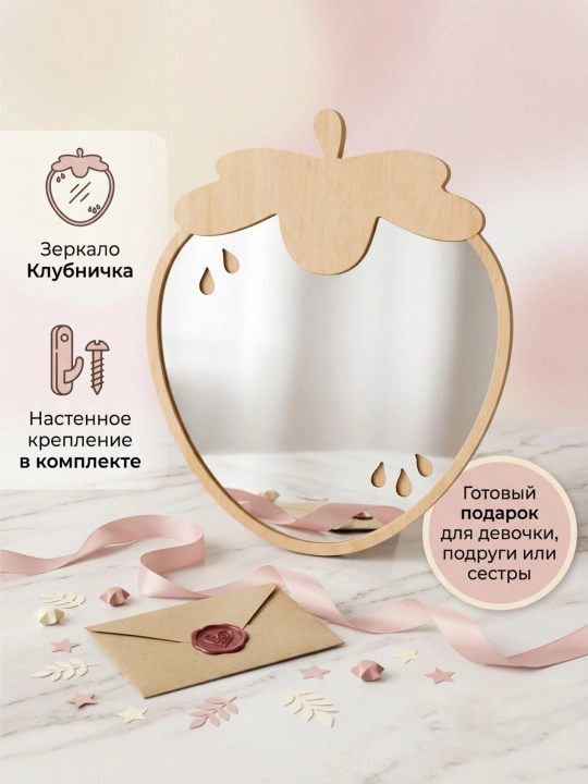 Детское деревянное зеркало настенное, декоративное, для детской комнаты