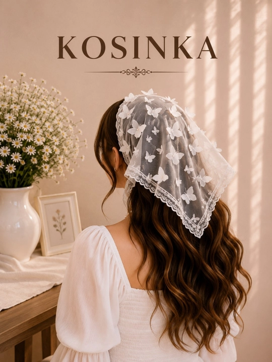 Boshga o'raladigan to'rli kosinka, soch uchun to'rli bog'ich lentalar, nafis aksessuar