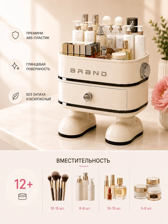 Органайзер для косметики, коробка для кистей для макияжа с защитой от пыли и влаги
