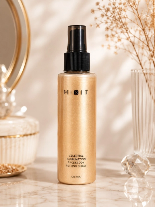 MIXIT Celestial Illumination Face & Body Setting Spray fiksatsiyalovchi porloq sprey, 100 ml - 