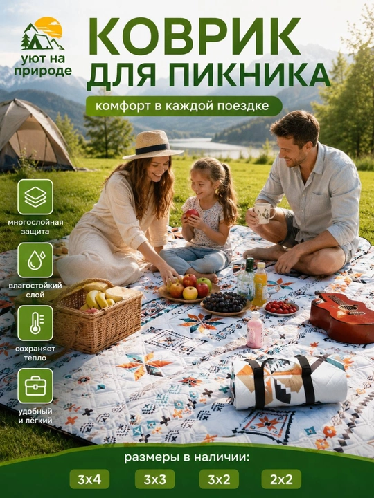 Коврик для пикника — многослойный комфорт и защита  - 