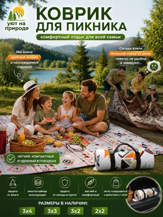 Коврик для пикника — многослойный комфорт и защита 