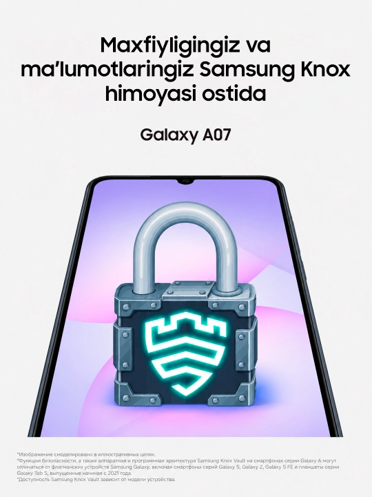 Smartfon Samsung Galaxy A07, 6.7" dyuym displey, 90Hz, 50Mp kamera, IP54 Himoya
