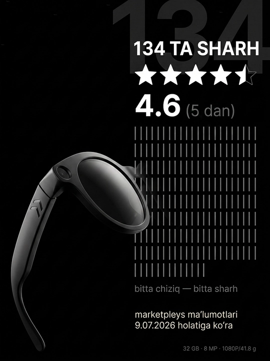 Kamera bilan smart ko‘zoynak - 1080P · 8 MP, AI funksiyalari, CY05, smart ko‘zoynak