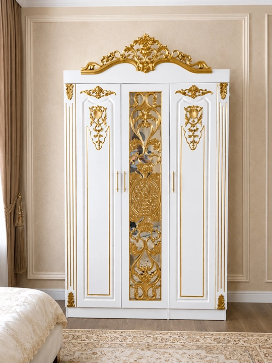 Шкаф Royal 3-дверный бело-золотой - 