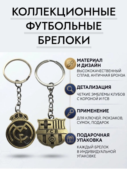 Futbol klublari brelogi Real Madrid, Barselona – Metall sovg‘abop brelok - 